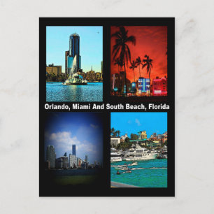 Orlando, Miami, South Beach Collage Postcard