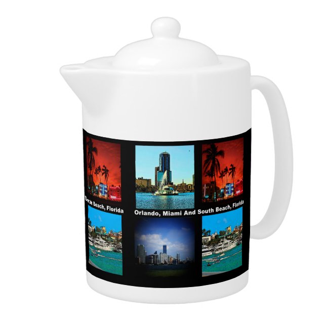 Orlando, Miami, South Beach Collage Teapot (Right)