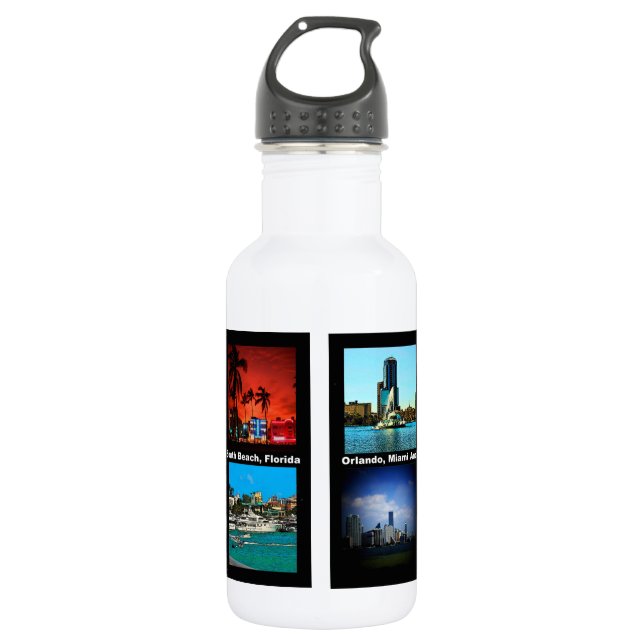 Orlando, Miami, South Beach Collage Water Bottle (Front)