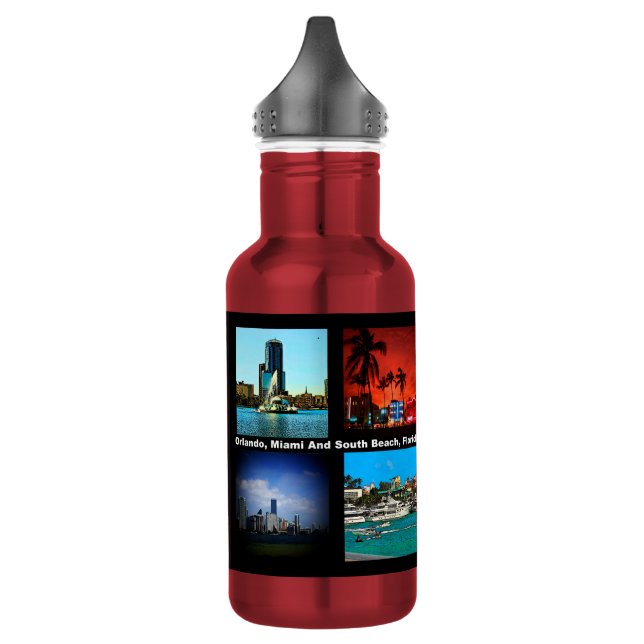 Orlando, Miami, South Beach Collage Water Bottle (Left)