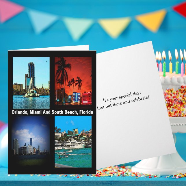 Orlando Miami South Beach Florida Collage Birthday Card (Orlando Miami South Beach Florida Collage Birthday Card)