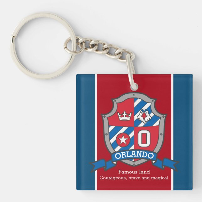 Orlando name meaning boys shield bird custom keychain (Front)