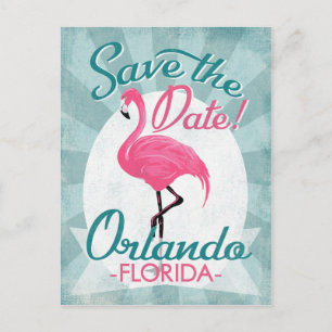 Orlando Save The Date Pink Flamingo Announcement Postcard