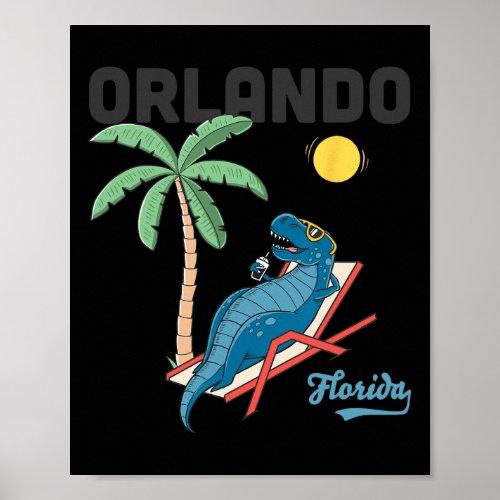 Orlando Shirts Kids Florida Dinosaur T-rex Family  Poster