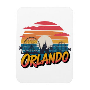 Orlando Sunset Retro Theme Park Design Magnet