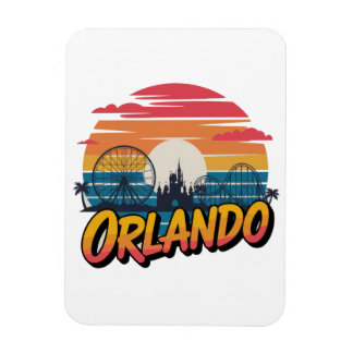 Orlando Sunset Retro Theme Park Design Magnet