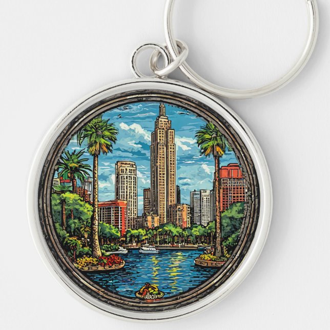 Orlando View with Skyscrapers Keychain (Front)