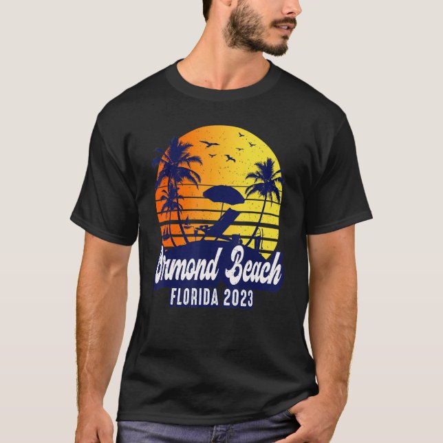 Ormond Beach 2023 Florida Sunset Beach Retro T-Shirt (Front)
