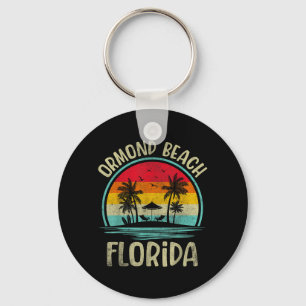 Ormond Beach Florida Palm Tree Family Summer Keychain