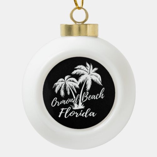 Ormond Beach Florida Palm Trees Beach Ceramic Ball Christmas Ornament