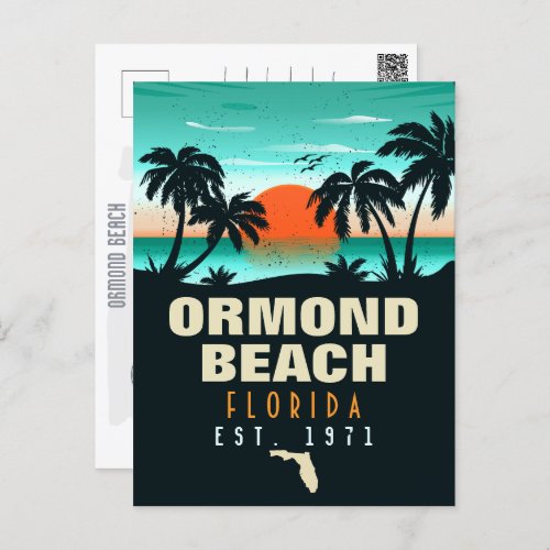 Ormond Beach Florida Retro Sunset Souvenir 60s Postcard