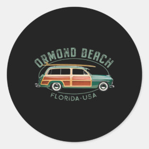 Ormond Beach Florida Vintage Surfing Classic Round Sticker
