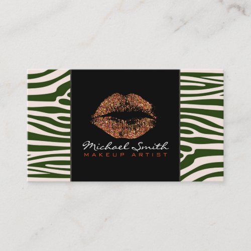 Ornage Lips Makeup Artis Modern Zebra Skin 2 Business Card