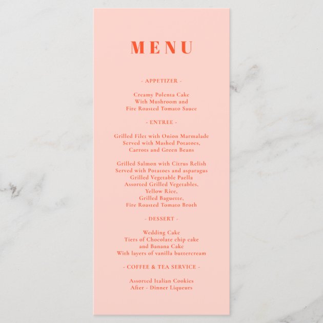 Ornage Pink Menu Simple