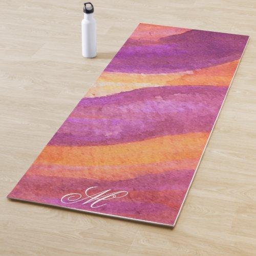 ornage purple Watercolor Colorful Workout   Yoga Mat