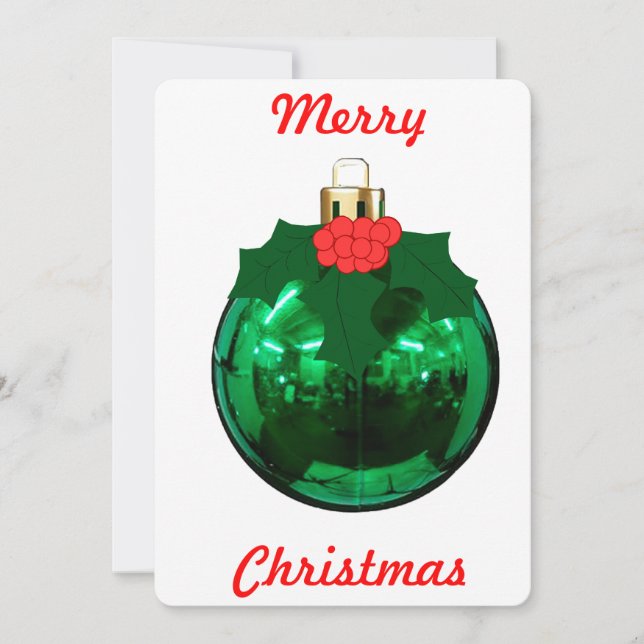 Ornament and Holly Christmas Card (Front)