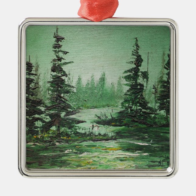 Ornament Ann Hayes Painting Green Forest (Front)