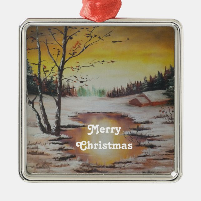 Ornament Ann Hayes Painting Winter Scene (Front)