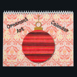 Ornament Art Christmas Year Around Calendar<br><div class="desc">This pretty calendar features my original graphic art, of created graphic art Christmas ornaments with a vintage vibe, to have a merry month year around! These calendars are high quality and vibrant. You may choose other sizes and other options if desired. This unique calendar would make a great gift for...</div>