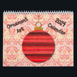Ornament Art Christmas Year Round 2024 Calendar<br><div class="desc">This pretty calendar features my original graphic art, of Christmas ornaments with a vintage vibe, to have a merry month year around! These calendars are high quality and vibrant. You may choose other sizes and other options if desired. This unique calendar would make a great gift for a Christmas season...</div>