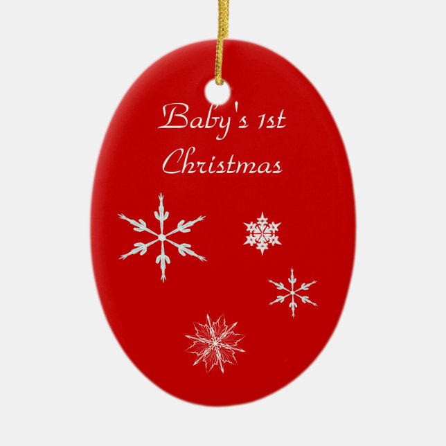 Ornament--Baby's 1st With Snowflakes Ceramic Ornament (Front)