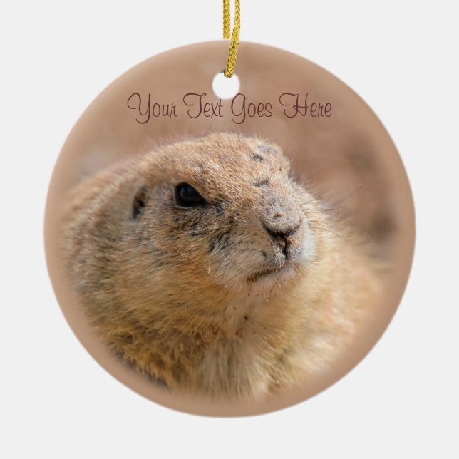 Ornament: Black-tailed Prairie Dog (Circle) Ceramic Ornament (Front)