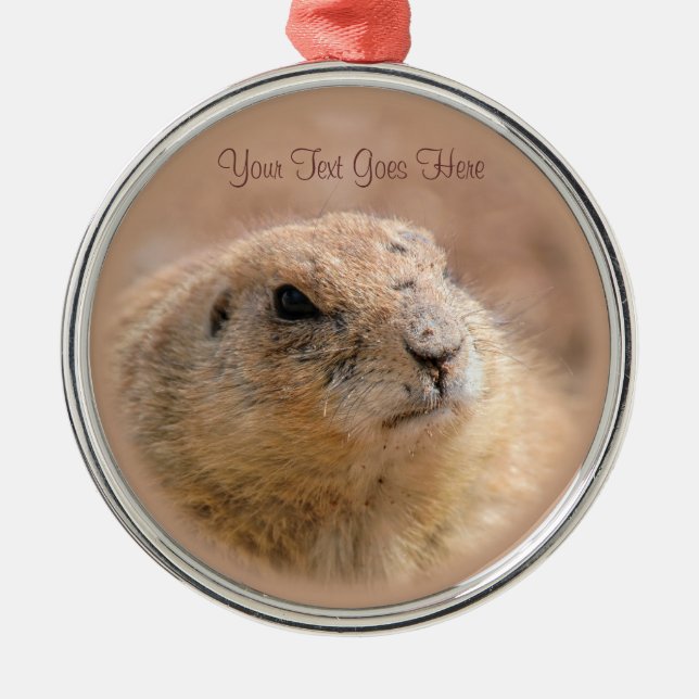 Ornament: Black-tailed Prairie Dog (Premium Round) Metal Ornament (Front)