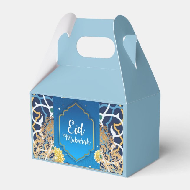 Ornament blue Eid  Favor Boxes (Front Side)