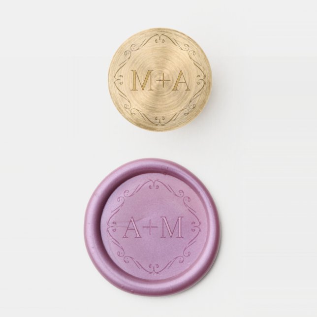 Ornament border initial monogram wax seal stamp (Stamped)
