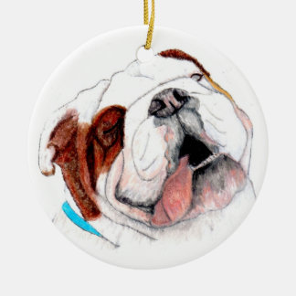 Ornament, Bulldog Drawing Ceramic Ornament