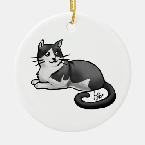 Ornament Cat Black and White Domestic Shorthair