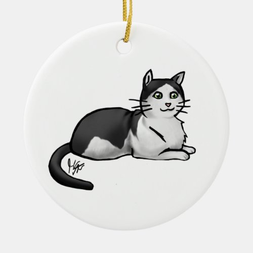 Ornament Cat Black and White Domestic Shorthair