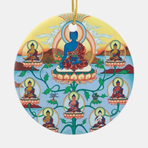 ORNAMENT CERAMIC Medicine Buddha  8 MedBuddhas