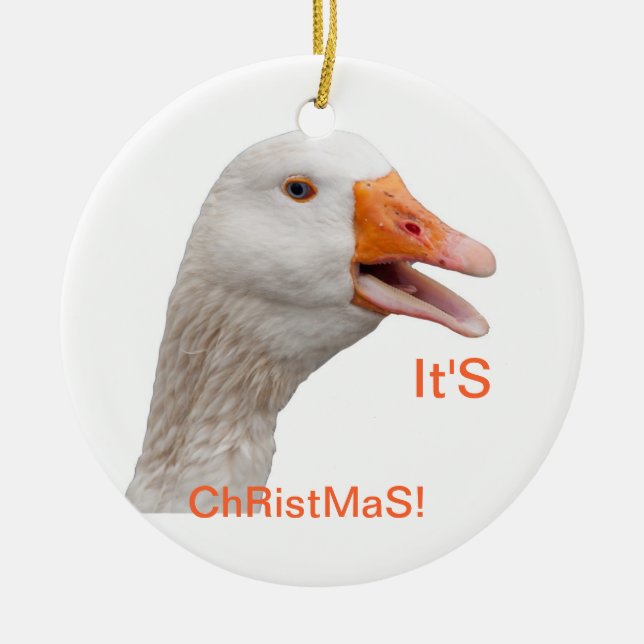 Ornament: Christmas Goose Ceramic Ornament (Front)