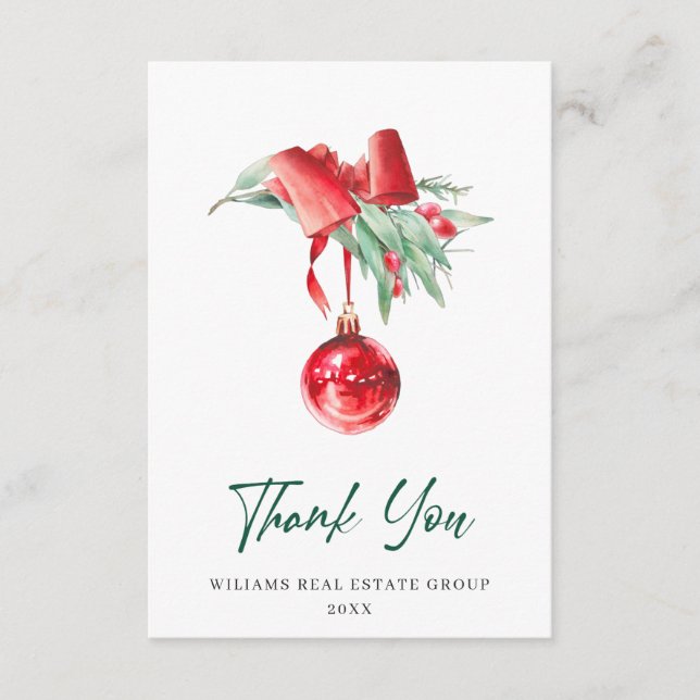 Ornament Christmas Greeting Holiday Thank You Card (Front)