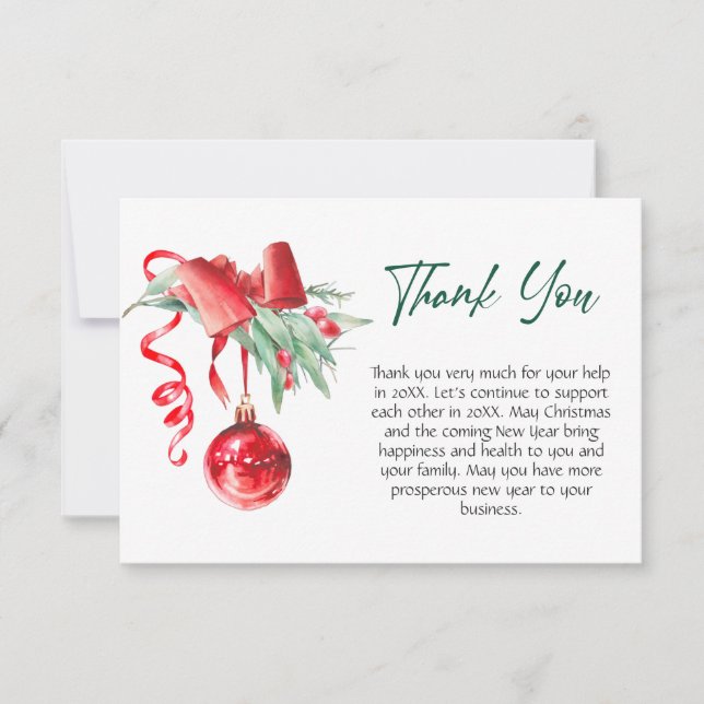 Ornament Christmas Greeting Holiday Thank You Card (Front)
