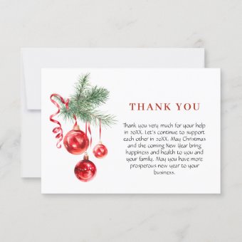 Ornament Christmas Greeting Holiday Thank You Card | Zazzle