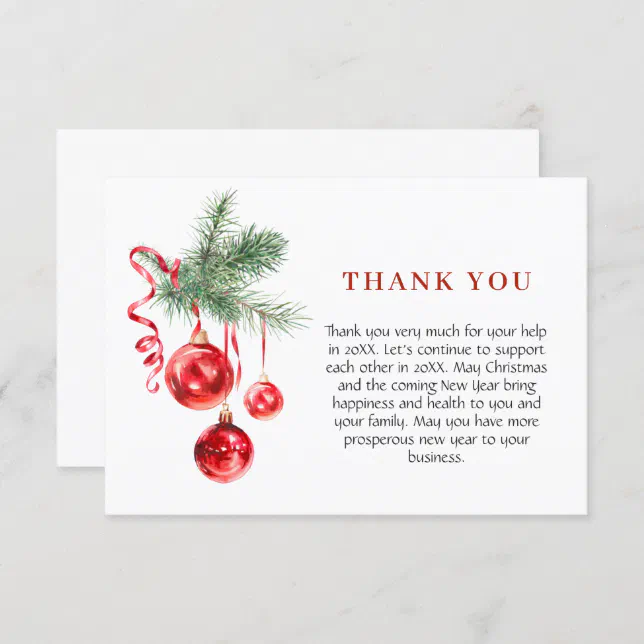 Ornament Christmas Greeting Holiday Thank You Card | Zazzle