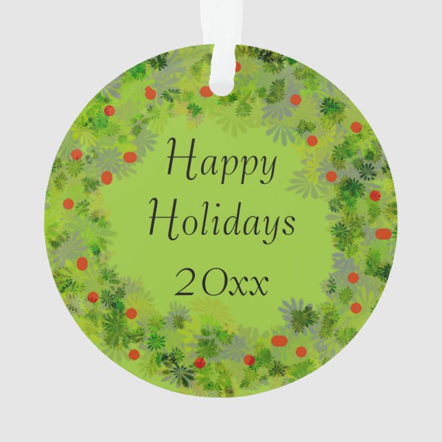 Ornament - Christmas Wreath with Photo/Text (Back)