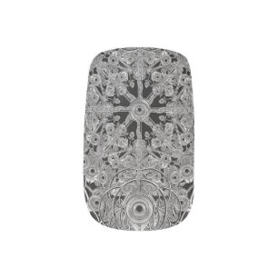 Ornament Design Pattern in Silver Tones Minx Nail Art