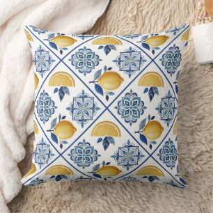 Ornament embroidered smooth lemon throw pillow