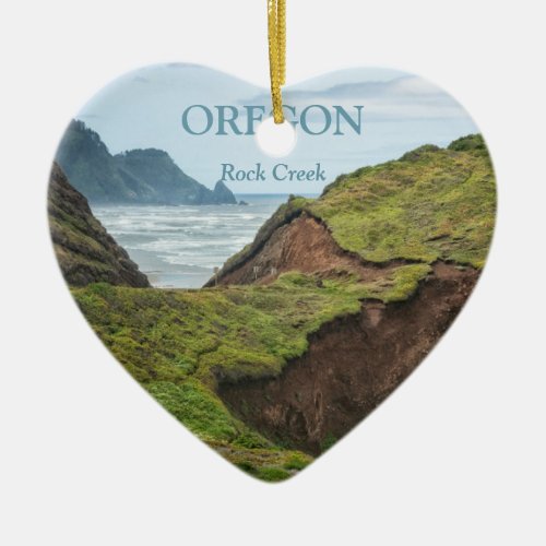 Ornament Eroded Hill On Oregon Coast Heart Ceramic Ornament