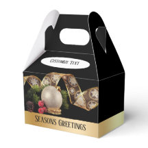 Ornament, Evergreen and Gold Ribbon Favor Box