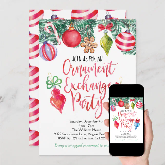 Ornament Exchange Christmas Party Invitation Zazzle