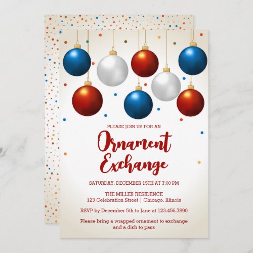 Ornament Exchange Christmas Party  Invitation