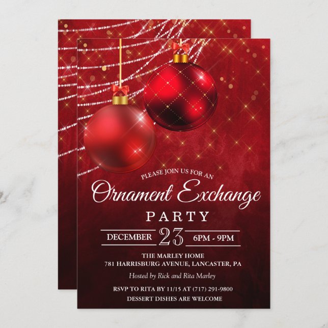 Ornament Exchange Holiday Invitation (Front/Back)