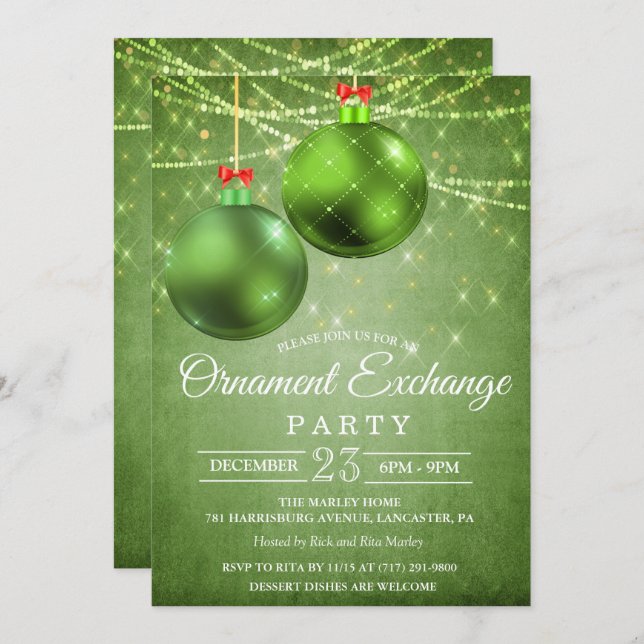 Ornament Exchange Holiday Invitation (Front/Back)
