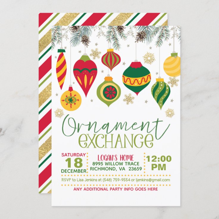 Ornament Exchange Invitation Zazzle