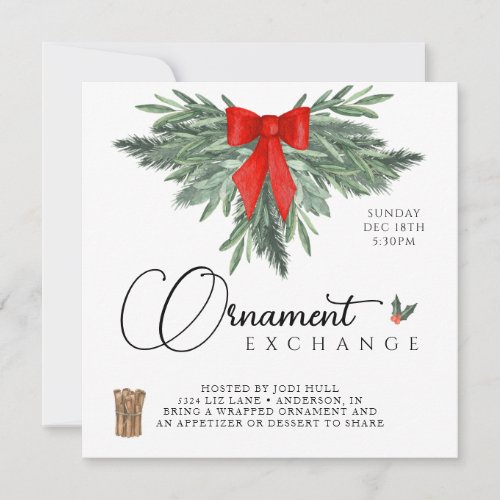 Ornament Exchange invitation editable