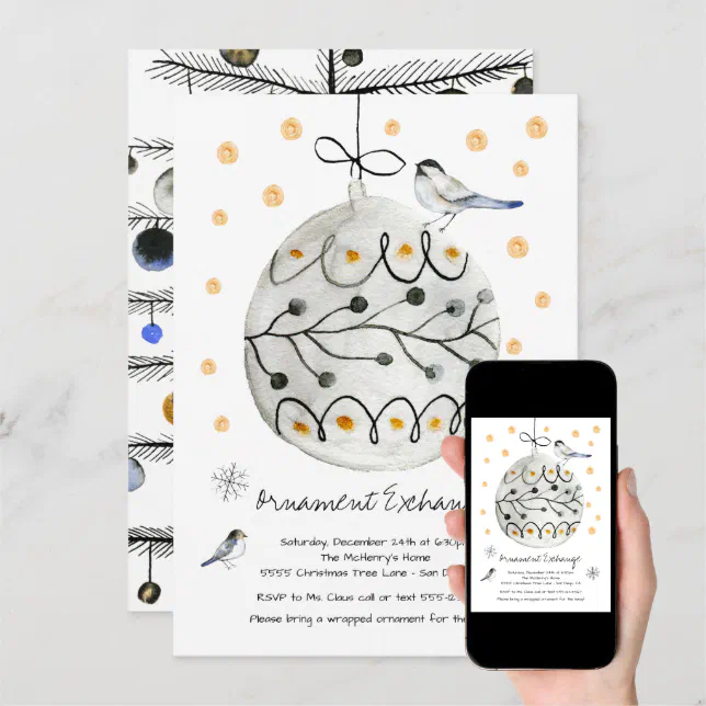 Ornament Exchange Swap Christmas Holiday Party Invitation Zazzle
